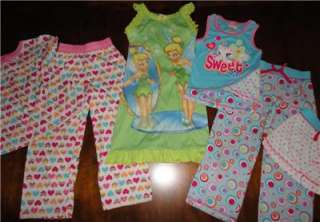 GIRLS LOT SIZE SMALL 4T 5T PAJAMAS SPRING SUMMER    3 PAIRS  