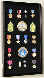 Large Lapel Pin Medal Display Case Cabinet Shadow Box  