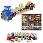Melissa and Doug Low Loader With Wooden Farm Train Vehi