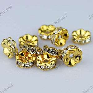   WHOLESALE LOTS CLEAR CRYSTAL GOLD SPACER LOOSE BEADS JEWELRY FINDINGS