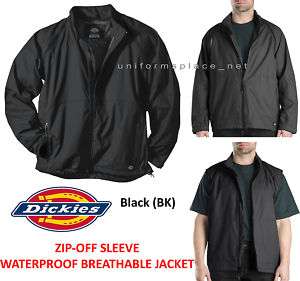 Dickies Men Zip Off Sleeve Waterproof Jacket #724 BLACK  