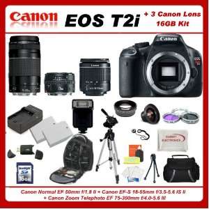  Canon EOS Rebel T2i (550d) Camera Kit with 3 Canon Lens 