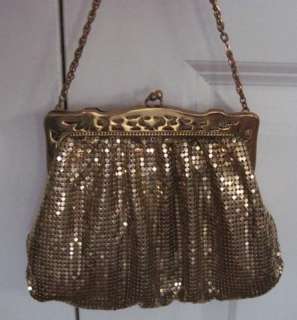 NIB Vintage 1930s NUMBERED Whiting & Davis GOLD MESH Purse w Cut Out 
