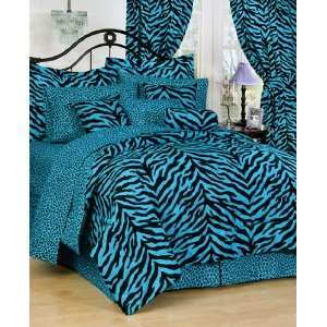  Black & Blue Zebra Bedding 6 Pc XL Twin Comforter & Sheet 