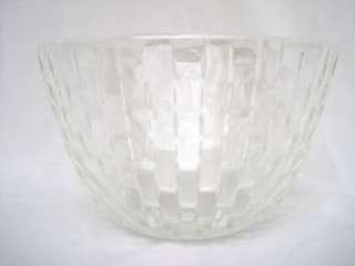 Vintage Basketweave Pattern Clear Thick Glass Bowl  