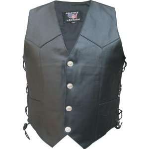  Mens Analine Cowhide Basic vest with buffalo snaps and 