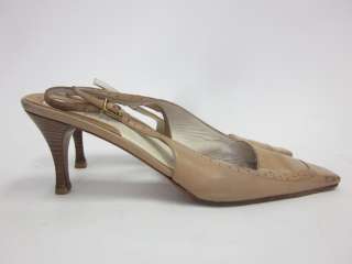 AUTH GUCCI Brown Leather Slingback Pumps Sz 7.5 B  