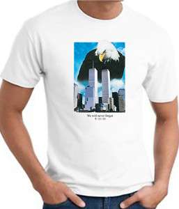 NEVER FORGET EAGLE TEAR 9/11 Memorial Tee Shirt T Shirt  