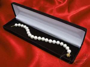 White 9mm Genuine Culture Pearl Bracelet 14K Gold Clasp  