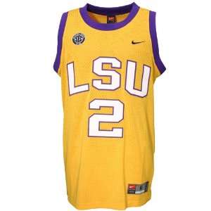  Nike LSU Tigers #2 Gold SEC Tackle Twill Basketball Jersey 