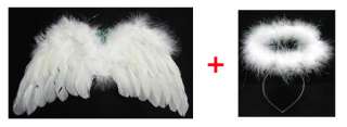 GoinDol] White Angel Feather Wings Halo Props Costume Baby Infant 6 