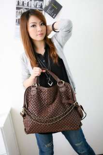 Fashion Simitter new Dark brown chain woven handbag shoudler bag PU 