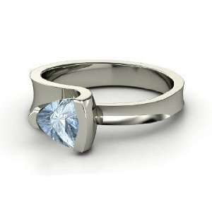  Trillion Aquamarine 14K White Gold Ring, Trillion 