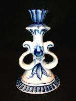 Vintage GZHEL Russia Blue & White 7.25 Candle Holder  