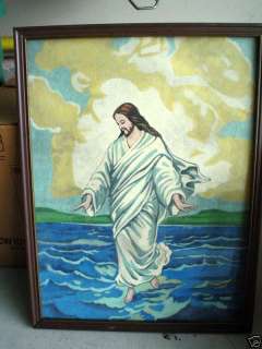 Vintage Pastel Painting Jesus Walking on Water LOOK  