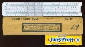 OLD POCKET SLIDE RULE COMPLETE WITH ORIGINAL PAPER HOLDER AD643  