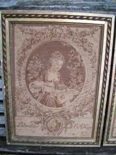   four antique French gesso framed silk pictures. Faded grandeur  