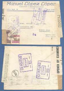   cover Nador February 9th, 1945 to Argentina. Triple CENSORSHIP
