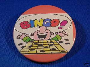 BINGO   HAPPY GUY WINNER Button pin pinback badge NEW  