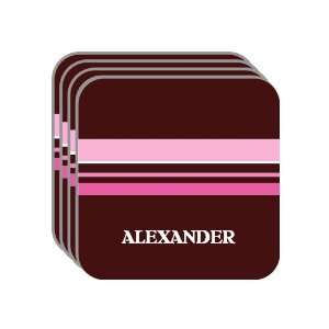 Personal Name Gift   ALEXANDER Set of 4 Mini Mousepad Coasters (pink 