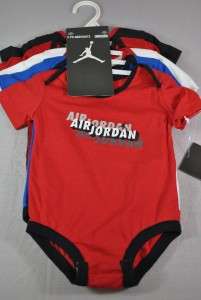   AIR JORDAN INFANT 5 PK BODYSUITS BABY BOY SIZE 6/9 MONTHS SET  