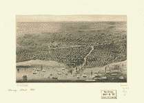 Panorama of Rock Island, Ill. as seen from Davenport, Iowa. Engraved 