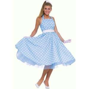  50s Rock & Roll Blue Polka Dot Fancy Dress Size US 8 14 