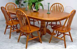 Honey Oak 84” Pedestal Dining Table  