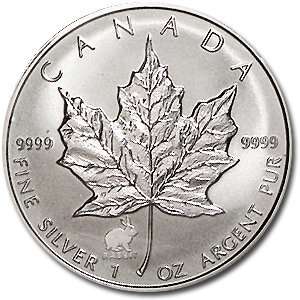  1999 1 oz Silver Canadian Maple Leaf   Lunar RABBIT Privy 