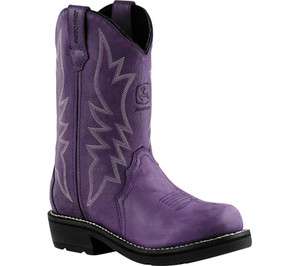 John Deere Womens Western Cowboy Boot Purple Blue Pullon JD2226 Size 6 