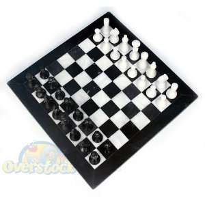  Marble chess set with 16 X16 Black & White chess board 