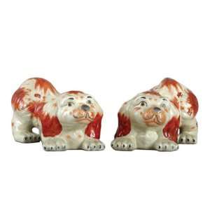   Style Pair of Orange Dogs Statue and Sculpture, 8 in.