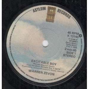   EXCITABLE BOY 7 INCH (7 VINYL 45) UK ASYLUM 1978 WARREN ZEVON Music