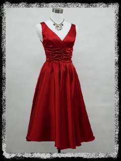   RED CORSET BACK ROCKABILLY SWING PROM VINTAGE PARTY DRESS 14 22  