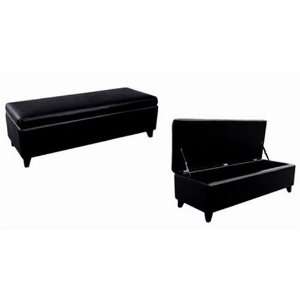  Alonso Rectangle Leather Storage Ottoman in Black