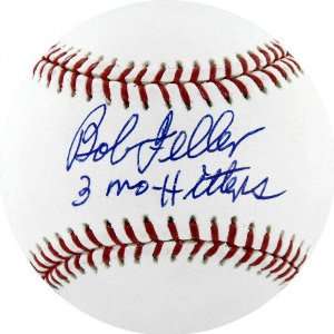  Bob Feller Autographed Baseball with 3 No Hitters 