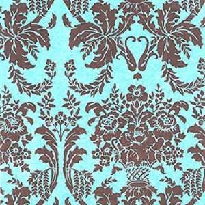  Damask Brown and Aqua Blue Tissue Paper   20 sheets   20in 