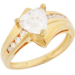   Gold Trillion CZ Solitaire Ring Round Channel Set accents Jewelry