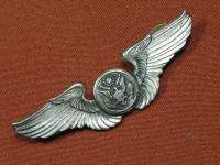 US Vintage Sterling Silver Pilot Wings Pin Badge  