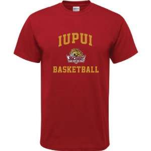  IUPUI Jaguars Cardinal Red Youth Basketball Arch T Shirt 