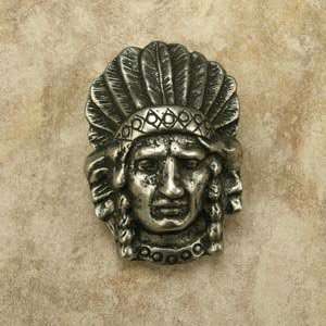  American Indian Full Headress Pewter Cabinet Knob/Pull 