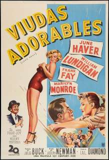 VIUDAS ADORABLES 1951 Marilyn MONROE Linen Backed 29X43 Spanish 