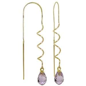  14k Solid Gold Threaded Earrings with Amethysts Jewelry