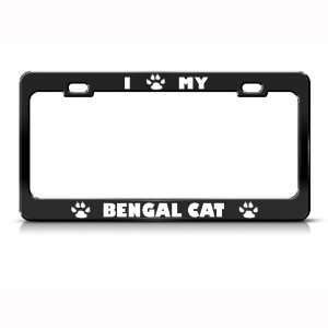 Bengal Cat Black Animal Metal license plate frame Tag Holder