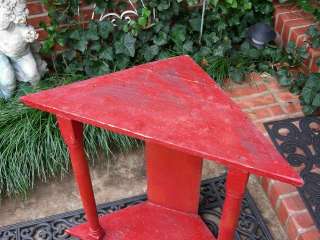 FABULOUS RED PRIMITIVE CORNER TABLE~ANTIQUE FARM HOUSE RUSTIC 