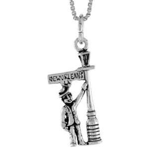  925 Sterling Silver Man Leaning in New Orleans Light Post 