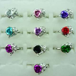 R64 NEW wholesale 10pcs S80 Silver heart CZ 6 8 ring  