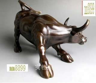 Small Wall Street Bronze Fierce Bull OX Statue  