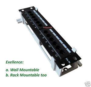12 PORTS CAT5E PATCH PANEL Both WALL MOUNT & RACK MOUNT  