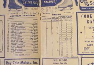 1959 60 Chicago Blackhawks Canadiens Program Glen Skov  